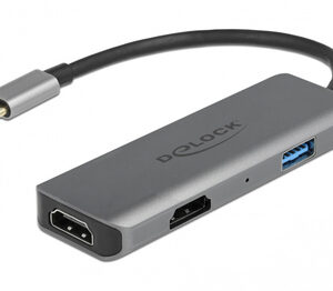 DELOCK docking station 87780, 3 θυρών, USB-C σύνδεση, 4K, MST, γκρι