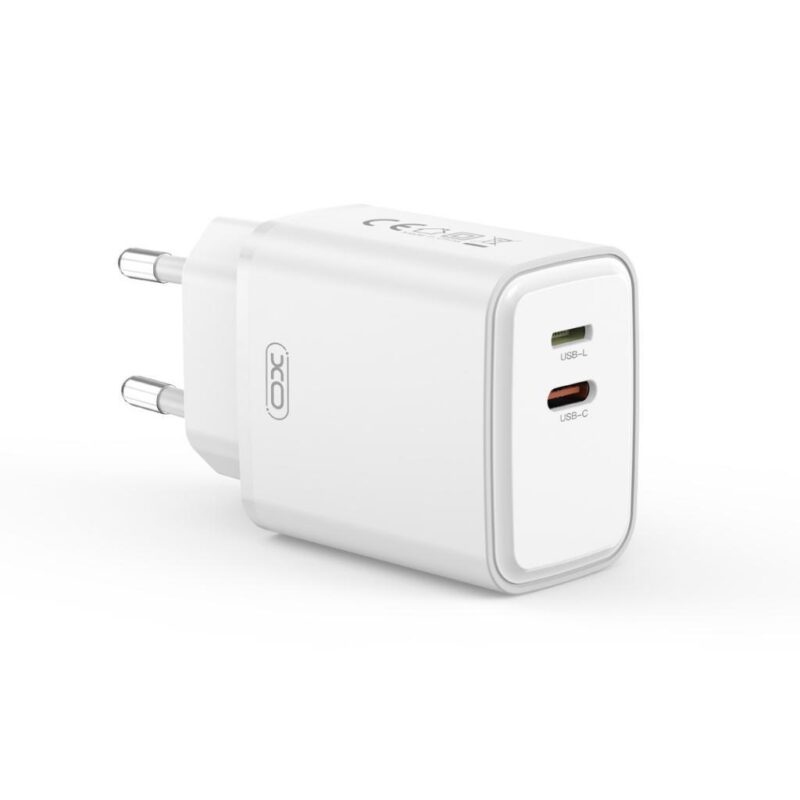 XO L145 ΦΟΡΤΙΣΤΗΣ ΜΕ ΚΑΛΩΔΙΟ LIGHTNING, PD 20W USB-C + LIGHTNING , 2 ΘΥΡΕΣ, ΛΕΥΚΟΣ