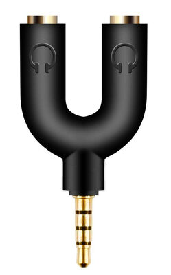 POWERTECH Splitter 3.5mm 4pin (M) σε 2x 3.5mm 4pin (F) CAB-J040, μαύρο