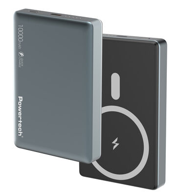 POWERTECH power bank PT-1377, 10000mah, magnetic wireless, 20W, γκρι