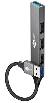 GOOBAY USB hub 74456, 4x θυρών, USB 3.2, 5Gbps, USB σύνδεση, γκρι
