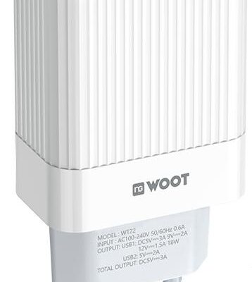 NG WOOT WT22 USB CHARGER QC3.0 18W, 2 ΘΥΡΕΣ