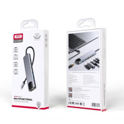 XO HUB013 6 in 1 TYPE-C USB HUB (2x TYPE-C, 2x USB 3.0, RJ45, HDMI)