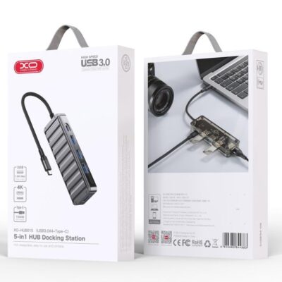 XO HUB015 5 in 1 USB HUB, 4x USB 3.0 + 1x TYPE-C (ΕΞΩΤ. ΤΡΟΦΟΔΟΣΙΑ)
