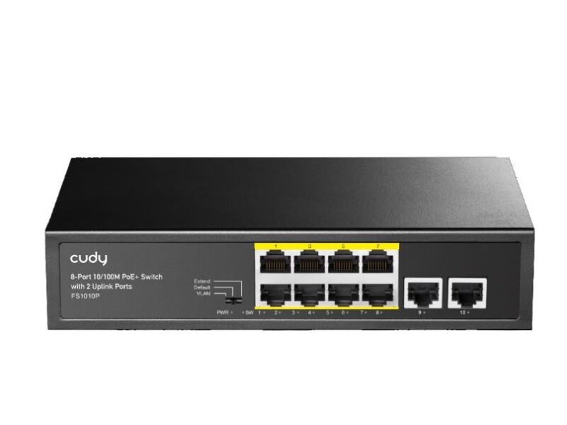 CUDY FS1010P 8 PORT + 2 UPLINK 10/100 POE+ SWITCH, 120W