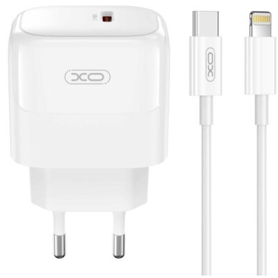 XO L136 ΦΟΡΤΙΣΤΗΣ  PD20W, 1 ΘΥΡΑ, ΜΕ ΚΑΛΩΔΙΟ TYPE-C ΣΕ LIGHTNING, ΛΕΥΚΟ