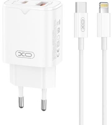 XO L130 ΦΟΡΤΙΣΤΗΣ PD30W/QC18W, ΜΕ ΚΑΛΩΔΙΟ LIGHTNING, 1 ΘΥΡΑ USB + 1 ΘΥΡΑ PD, ΛΕΥΚΟΣ