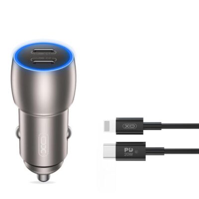 XO CC51 ΦΟΡΤΙΣΤΗΣ ΑΥΤΟΚΙΝΗΤΟΥ PD 40W, ΜΕ ΚΑΛΩΔΙΟ LIGHTNING,  2 ΘΥΡΕΣ TYPE-C , ΜΕΤΑΛΛΙΚΟΣ