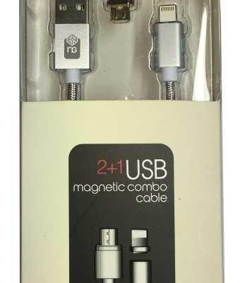 NG ΜΑΓΝΗΤΙΚΟ ΚΑΛΩΔΙΟ DATA+CHARGE 2 ΣΕ 1, MICRO USB+LIGHTNING