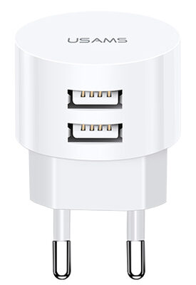 USAMS φορτιστής τοίχου T20, 2x USB, 2.1A, λευκός