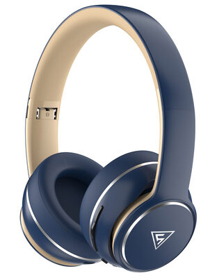 DOQAUS headphones DESIGN 3, ασύρματα & ενσύρματα, Φ40mm, 600mAh, μπλε