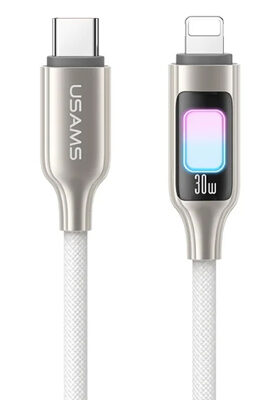 USAMS καλώδιο Lightning σε USB-C SJ749, 30W, 480Mbps, 1.2m, λευκό