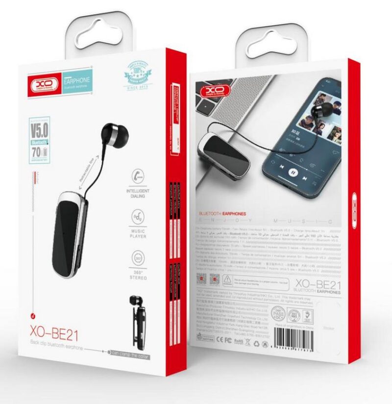 XO BE21 RETRACTABLE BLUETOOTH ΑΚΟΥΣΤΙΚΑ, ΜΑΥΡΟ