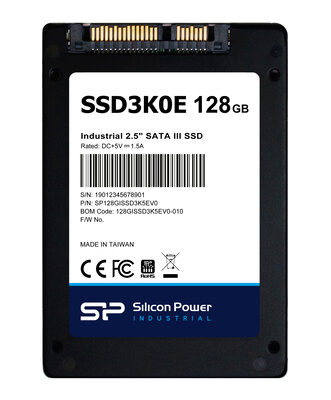 SILICON POWER industrial 2.5" SATA III SSD SSD3K0E, 128GB, 540/520MBps, 3D TLC, -20~75 °C