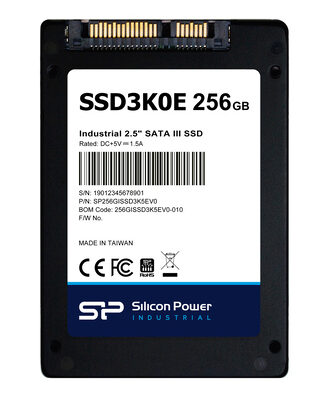 SILICON POWER industrial 2.5" SATA III SSD SSD3K0E, 256GB, 540/520MBps, 3D TLC, -20~75 °C