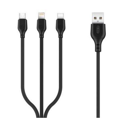 XO NB103 ΚΑΛΩΔΙΟ 2.0A 3 IN 1, ΜΑΥΡΟ