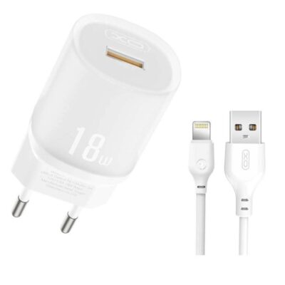 XO L157 ΦΟΡΤΙΣΤΗΣ QC3.0 18W, 1 ΘΥΡΑ ΜΕ ΚΑΛΩΔΙΟ LIGHTNING, ΛΕΥΚΟΣ