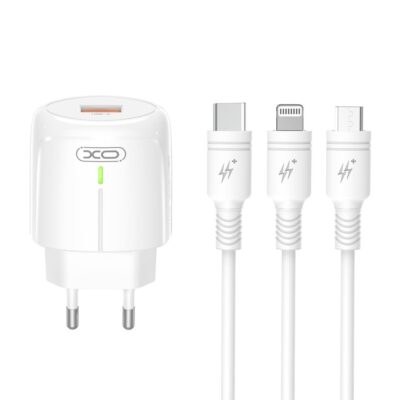 XO L112 ΦΟΡΤΙΣΤΗΣ, QC18W, 1 ΘΥΡΑ USB ΜΕ ΚΑΛΩΔΙΟ LIGHTNING CABLE, ΛΕΥΚΟΣ