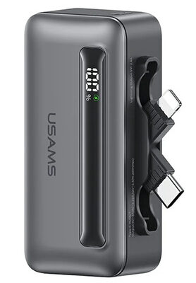 USAMS power bank CD233, USB-C/Lightning έξοδος, 4500mAh, 20W, γκρι