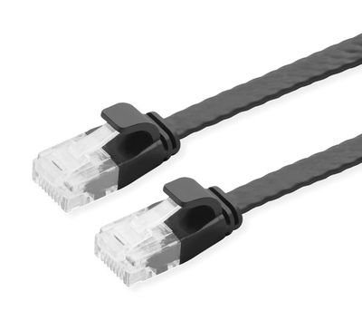POWERTECH καλώδιο δικτύου CAB-N347, flat, Cat 6a U/UTP, copper 1m, μαύρο