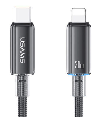 USAMS καλώδιο Lightning σε USB-C US-SJ659, 30W, 480Mbps, 1.2m, μαύρο