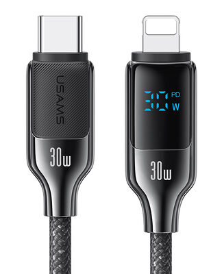 USAMS καλώδιο Lightning σε USB-C SJ741, 30W, 480Mbps, 1.2m, μαύρο