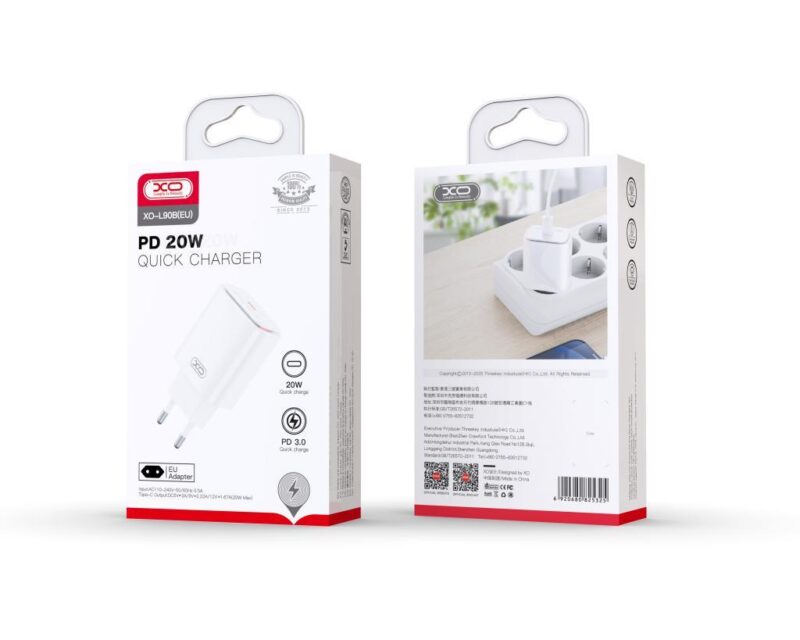 XO L90B ΦΟΡΤΙΣΤΗΣ 20W, PD, 1 ΘΥΡΑ, ΦΩΣ