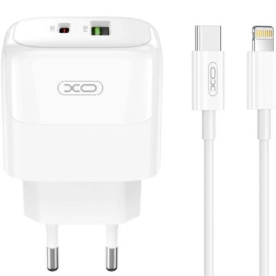 XO L138 ΦΟΡΤΙΣΤΗΣ 30W GAN NITRIDE 1 ΘΥΡΑ USB + 1 ΘΥΡΑ PD, ΚΑΛΩΔΙΟ LIGHTNING, ΛΕΥΚΟ