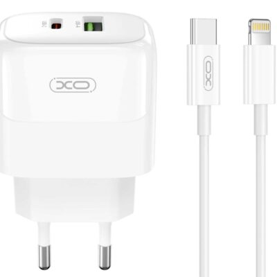 XO L137 ΦΟΡΤΙΣΤΗΣ PD20W/QC18W, 1 ΘΥΡΑ USB + 1 ΘΥΡΑ PD, ΜΕ ΚΑΛΩΔΙΟ LIGHTNING, ΛΕΥΚΟ