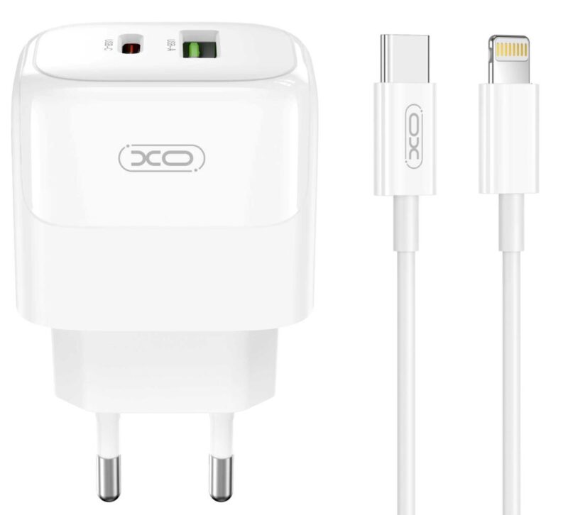 XO L137 ΦΟΡΤΙΣΤΗΣ PD20W/QC18W, 1 ΘΥΡΑ USB + 1 ΘΥΡΑ PD, ΜΕ ΚΑΛΩΔΙΟ LIGHTNING, ΛΕΥΚΟ