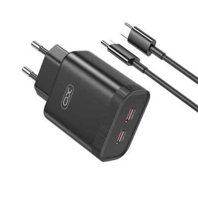 XO L105 ΦΟΡΤΙΣΤΗΣ, 35W, 2 ΘΥΡΕΣ PD, ΜΕ ΚΑΛΩΔΙΟ TYPE-C, ΜΑΥΡΟΣ (NB-Q190A)