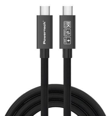 POWERTECH καλώδιο USB-C PTR-0165, USB4, 240W, 40Gbps, 8K/60Hz, 1m, μαύρο