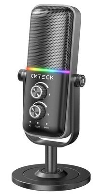 CMTECK επιτραπέζιο μικρόφωνο XM600, omnidirectional/καρδιοειδές, USB, RGB LED, μαύρο
