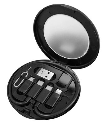 POWERTECH all in one κιτ φόρτισης με καλώδιο & αντάπτορες CAB-U161, 60W, 30cm, μαύρο