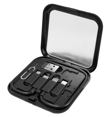 POWERTECH all in one κιτ φόρτισης με καλώδιο & αντάπτορες CAB-U162, 60W, 30cm, μαύρο