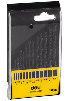 DELI σετ τρυπάνια DH-MHZ013-ED1 για σίδηρο HSS, 1.5-6.5mm DIN 338, 13τμχ