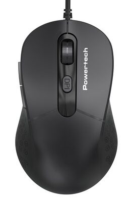 POWERTECH ενσύρματο ποντίκι PT-1467, οπτικό, έως 1600DPI, μαύρο