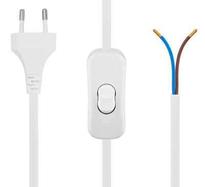 POWERTECH καλώδιο τροφοδοσίας CAB-P041 με διακόπτη, 2x 0.75mm², 1.5m, λευκό