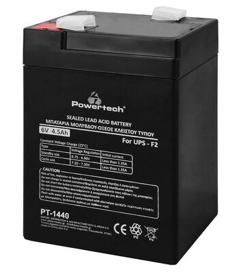POWERTECH μπαταρία μολύβδου PT-1440 για UPS, 6V 4.5Ah, F2