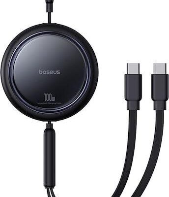 BASEUS BRIGHT MIRROR SERIES ΚΑΛΩΔΙΟ ΓΡΗΓΟΡΗΣ ΦΟΡΤΙΣΗΣ, 2 x TYPE-C, 1m, 100W, ΜΑΥΡΟ
