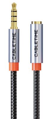 CABLETIME καλώδιο προέκτασης ήχου 3.5mm CT-AE35M, gold plated, 3m, μαύρο
