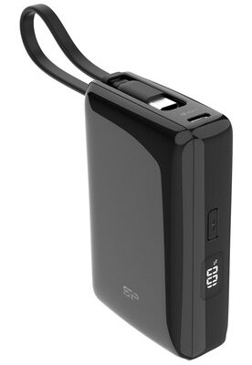 SILICON POWER power bank CP10 με καλώδιο USB-C, 2x θύρες εξόδου, 10000mAh, 20W, μαύρο