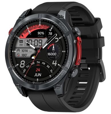 ZEBLAZE smartwatch Stratos 4 με φακό, heart rate, 1.43" AMOLED, GPS, 5 ΑΤΜ, MIL-STD-810H, μαύρο