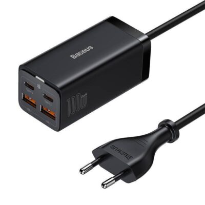 BASEUS GAN 3 PRO, 2 ΘΥΡΕΣ USB-A, 2 ΘΥΡΕΣ USB-C, 100W, ΜΑΥΡΟΣ