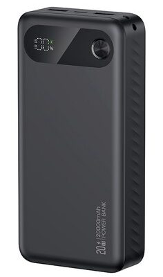 USAMS power bank CD251 με οθόνη, 3x θύρες εξόδου, 20000mAh, PD20W, μαύρο