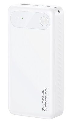 USAMS power bank CD251 με οθόνη, 3x θύρες εξόδου, 20000mAh, PD20W, λευκό
