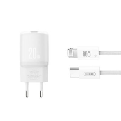 XO L143 ΦΟΡΤΙΣΤΗΣ PD20W, 1 ΘΥΡΑ TYPE-C, ΜΕ ΚΑΛΩΔΙΟ LIGHTNING, ΛΕΥΚΟΣ