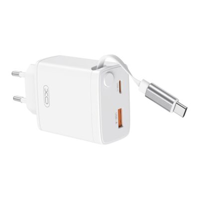 XO CE31 ΦΟΡΤΙΣΤΗΣ 30W GAN ME ΑΝΑΣΥΡΟΜΕΝΟ ΚΑΛΩΔΙΟ, 1 ΘΥΡΑ USB, 1 ΘΥΡΑ TYPE-C, ΚΑΛΩΔΙΟ TYPE-C