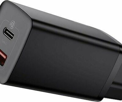 BASEUS GAN 2 LITE ΦΟΡΤΙΣΤΗΣ ΓΡΗΓΟΡΗΣ ΦΟΡΤΙΣΗΣ, 2 ΘΥΡΕΣ, 65W, ΜΑΥΡΟΣ