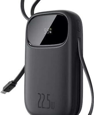 BASEUS ENERFILL FC31, POWERBANK, 10000MAh, ΜΕ 2 ΚΑΛΩΔΙΑ, 22.5W, ΜΕ ΨΗΦΙΑΚΗ ΟΘΟΝΗ, ΜΑΥΡΟ